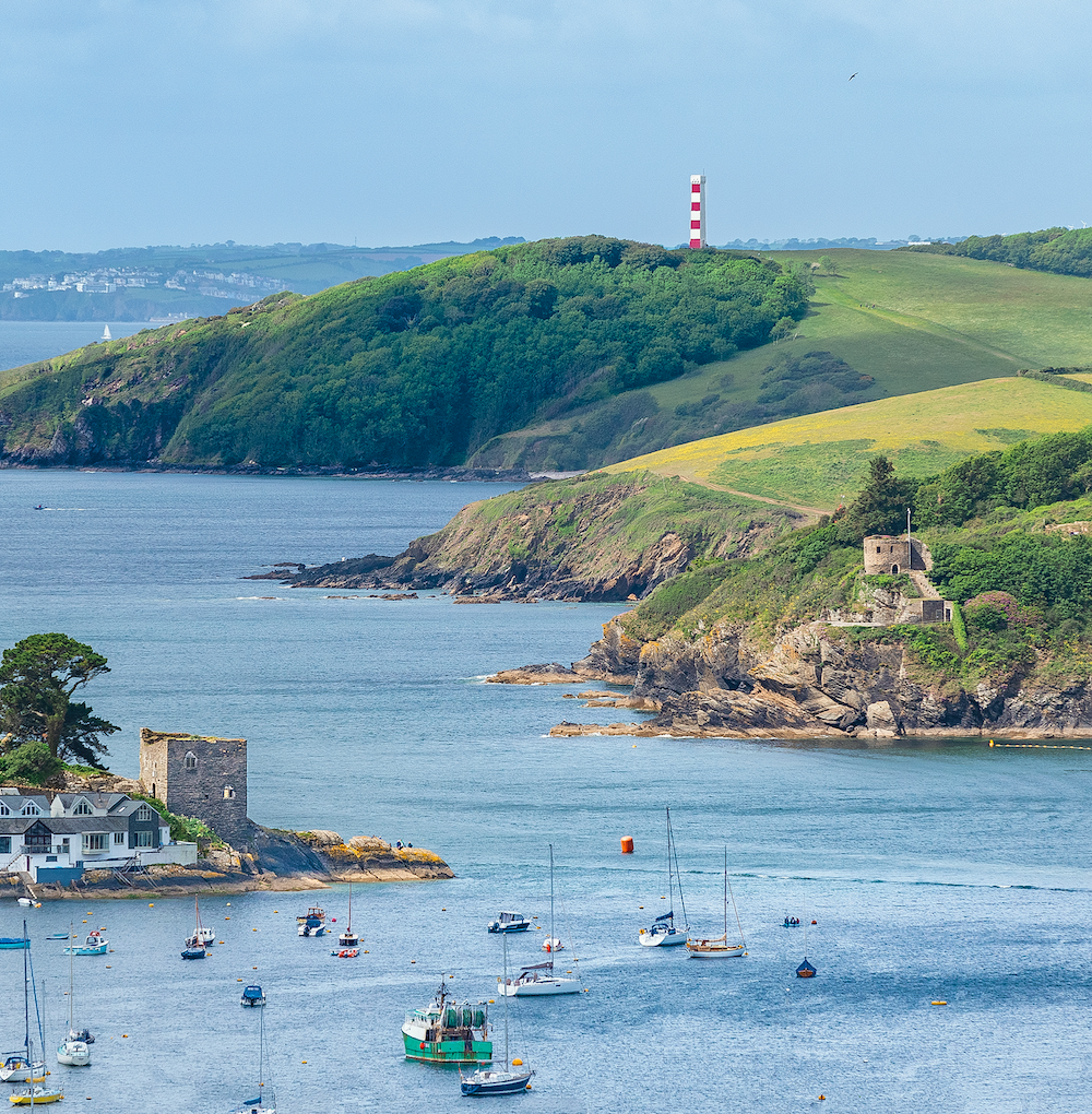 Cornish Greeting card image, Fowey Harbour & Gribbin Daymark