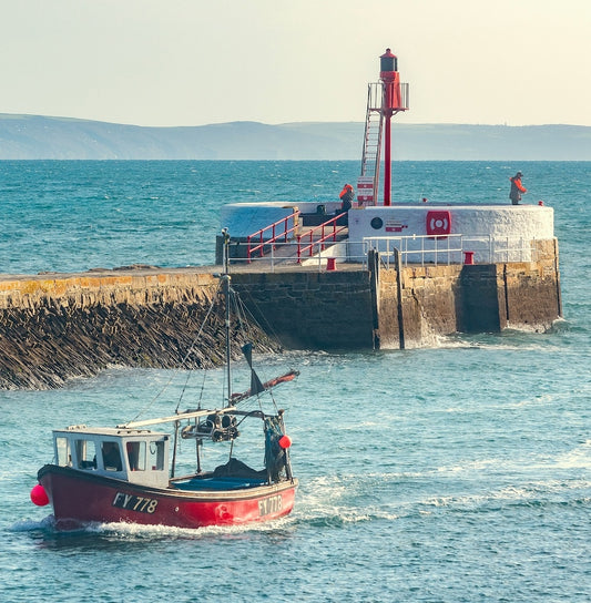 Cornish Greeting card image, Gone Fishing, Looe